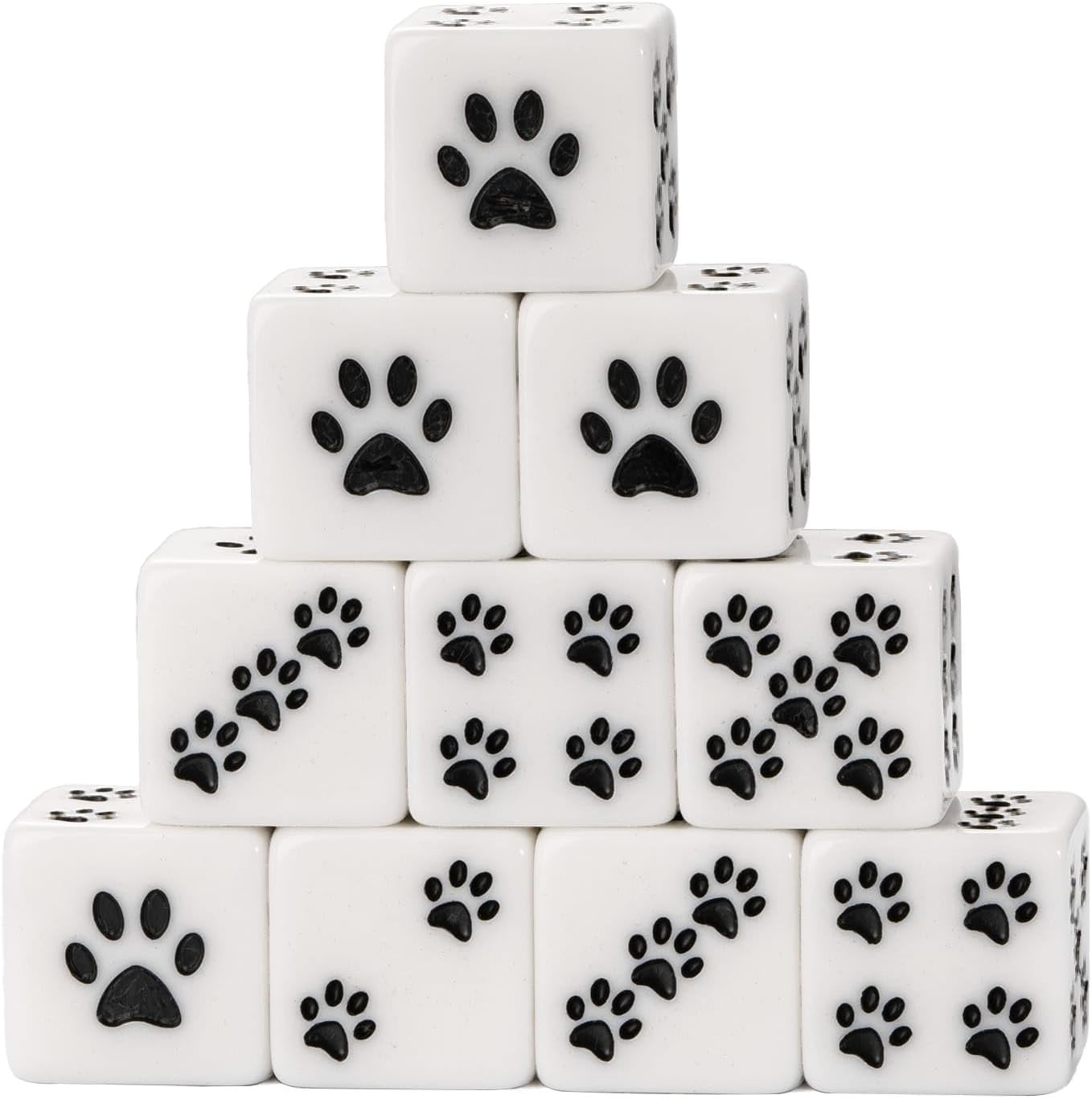 10 Piece D6 Dice Set 16mm, White 6 Sided Game Dice Set for RPG Tabletop Games