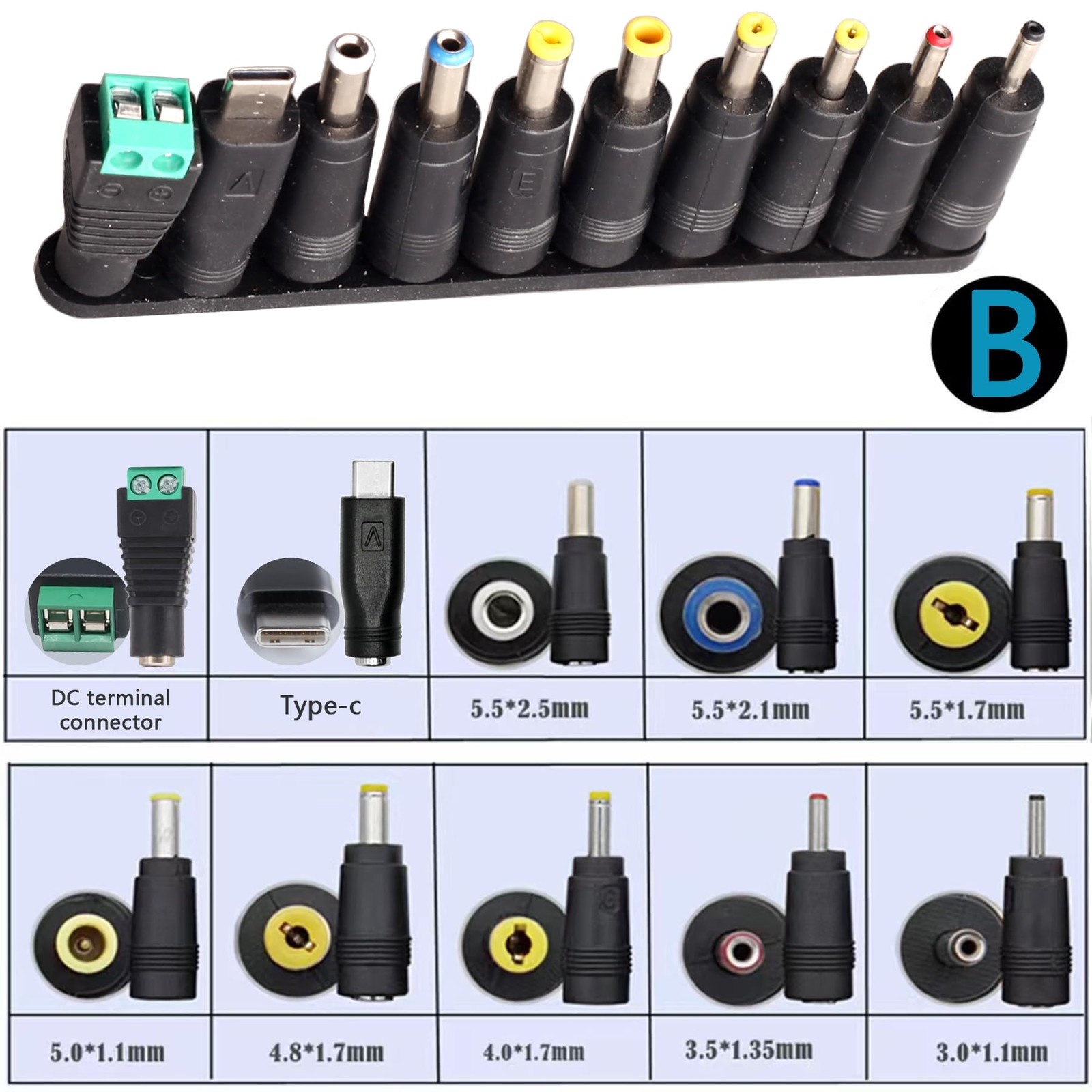 minidodoca Laptop DC Power Adapter Kits 41 41 Values Plug Kit, Black