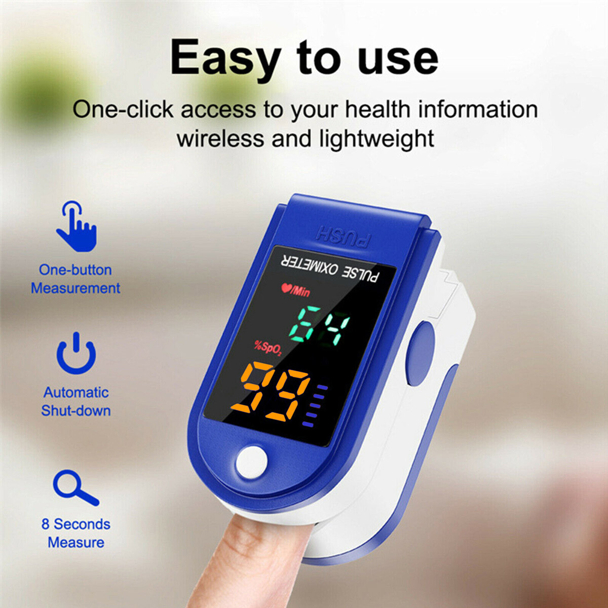 Finger Tip Pulse Oximeter Blood Oxygen Sensor tester SpO2 Heart Rate Monitor LED