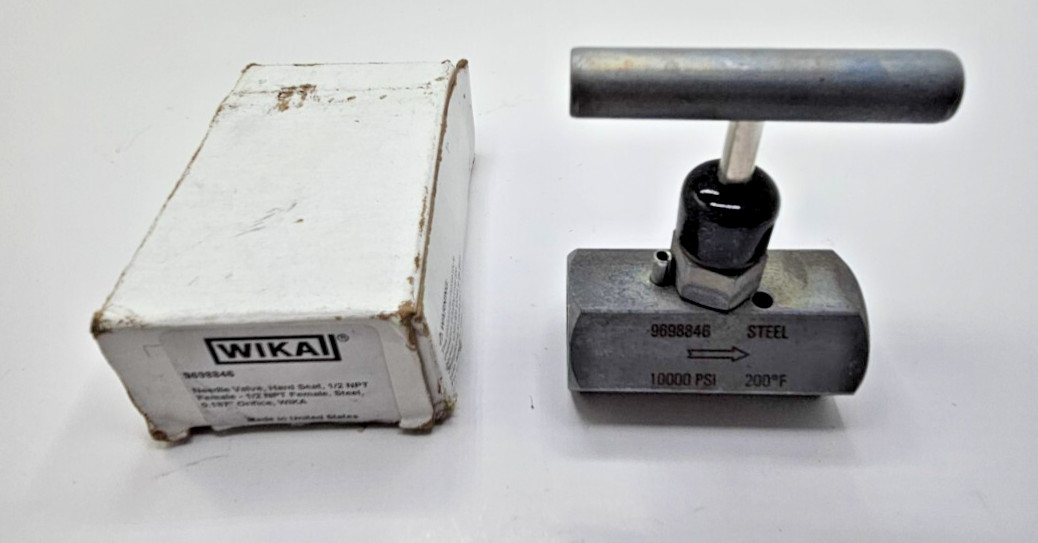 Wika 9698846 , 1/2" NPT Female x Female Hard Seat Needle Valve 1000PSI 200F