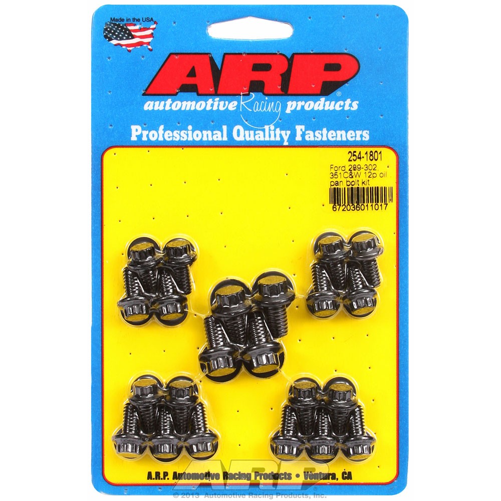 ARP Engine Oil Pan Bolt Set 254-1801; 12pt Black Chromoly for Ford SBF, 351C