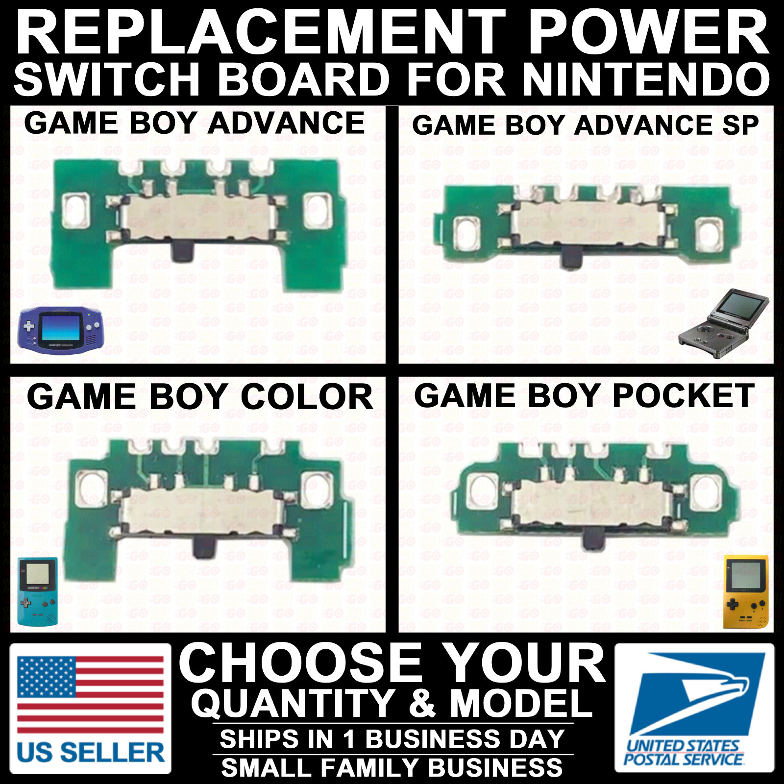 Power Switch Part Board Replacement Game Boy/Pocket/Color/Advance/GBA/SP/GBC/GBP