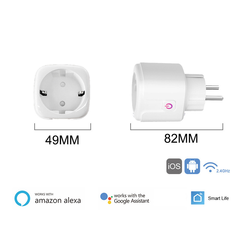 Smart Plug WiFi Socket EU 16A Timing Function Tuya SmartLife APP Alexa Google