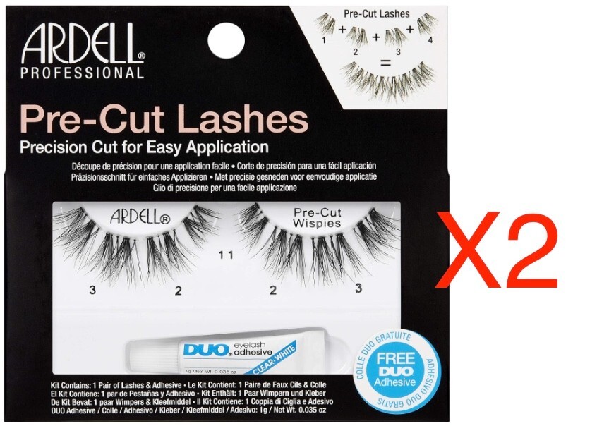 Ardell Professional Pre-Cut Lahes Wispies with free Duo Adhesive, 2 Pack
