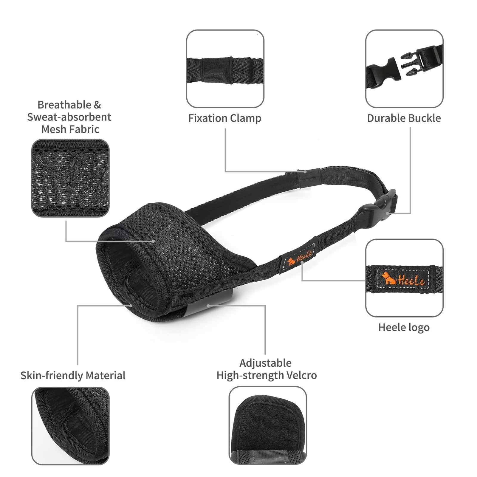 Soft Nylon Dog Muzzle for Biting, Barking, Chewing Adjustable, Breathable