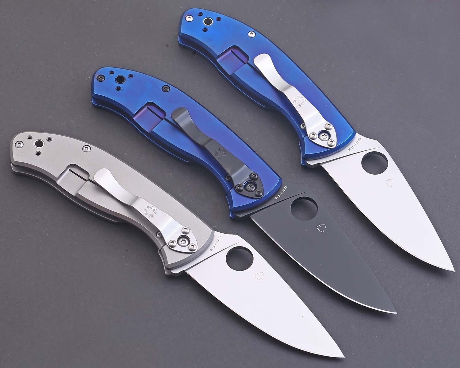 Blue Titanium Handle High Quality Frame Lock Combat Tactical Pocket Knife Knives