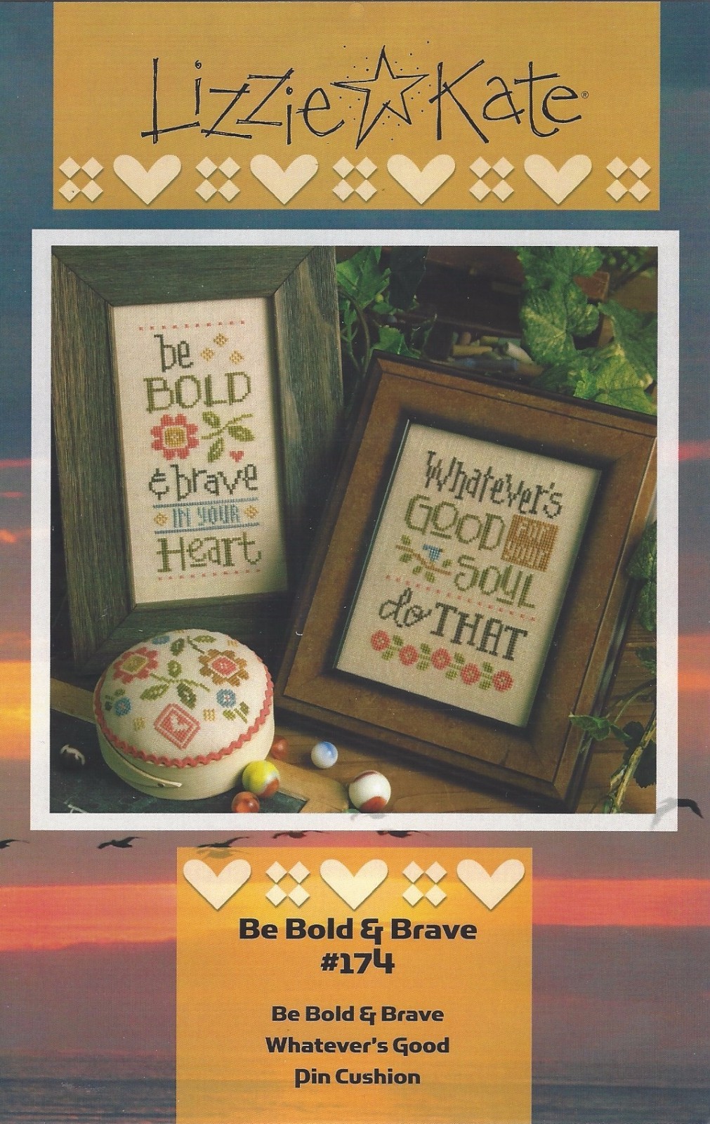 Lizzie Kate Be Bold & Brave & Whatever's Good + Pin Cushion Cross Stitch Charts