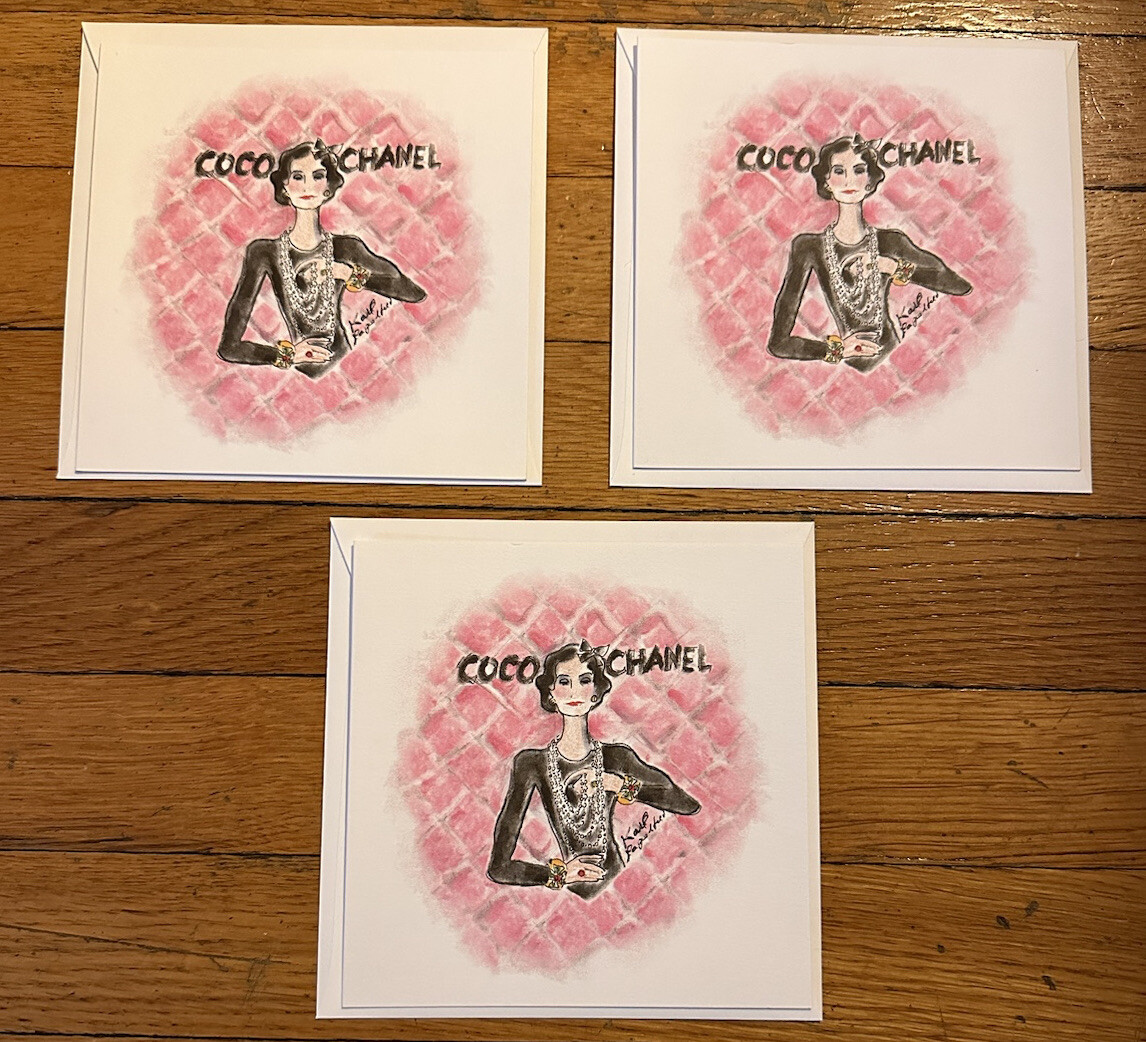 CHANEL 100% Authentic Karl Lagerfeld Coco CHANEL (3)Notecards/(3)Envelopes - NEW
