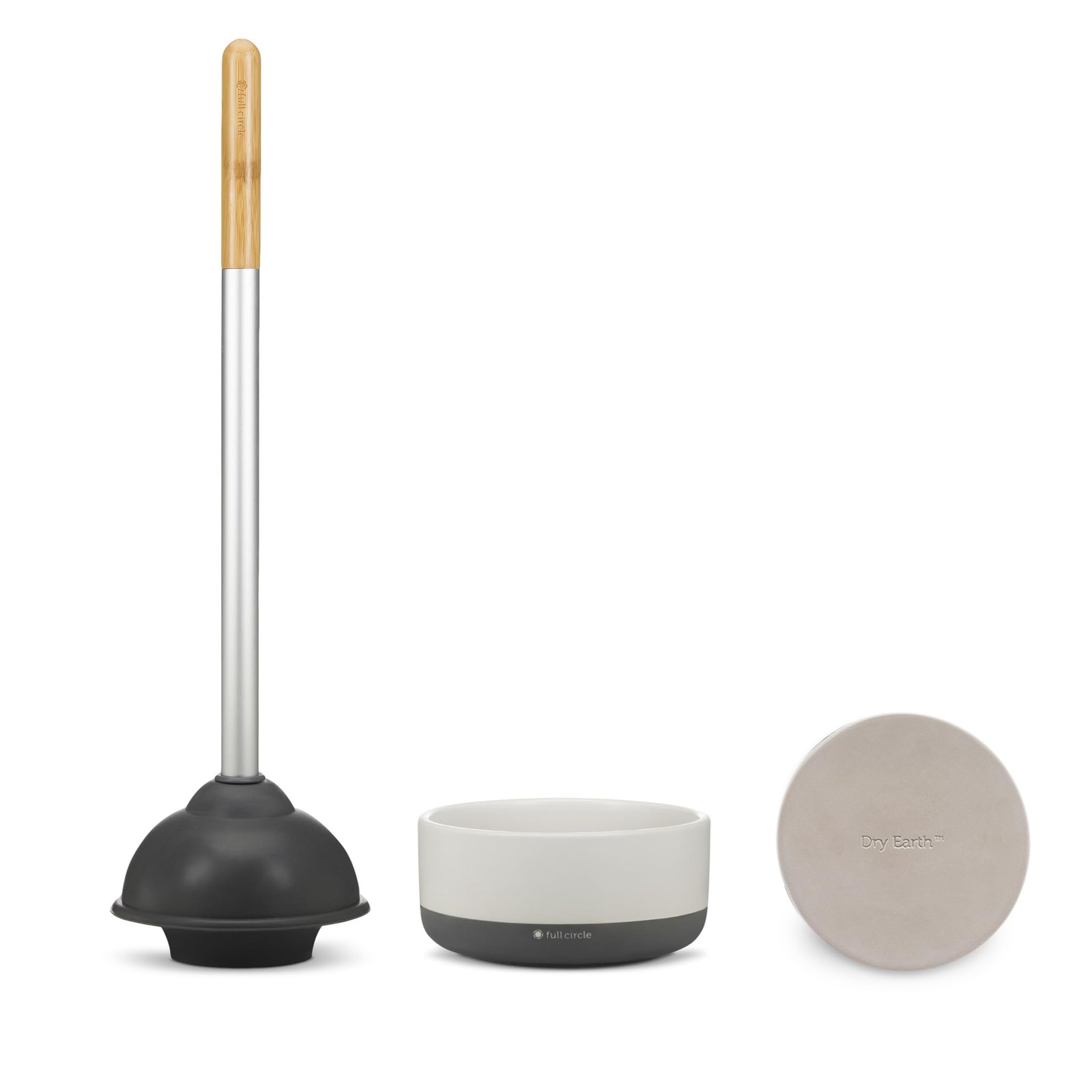 Toilet Plunger Ceramic Holder Bamboo Handle Mold Resistant Instant Dry Porcelain
