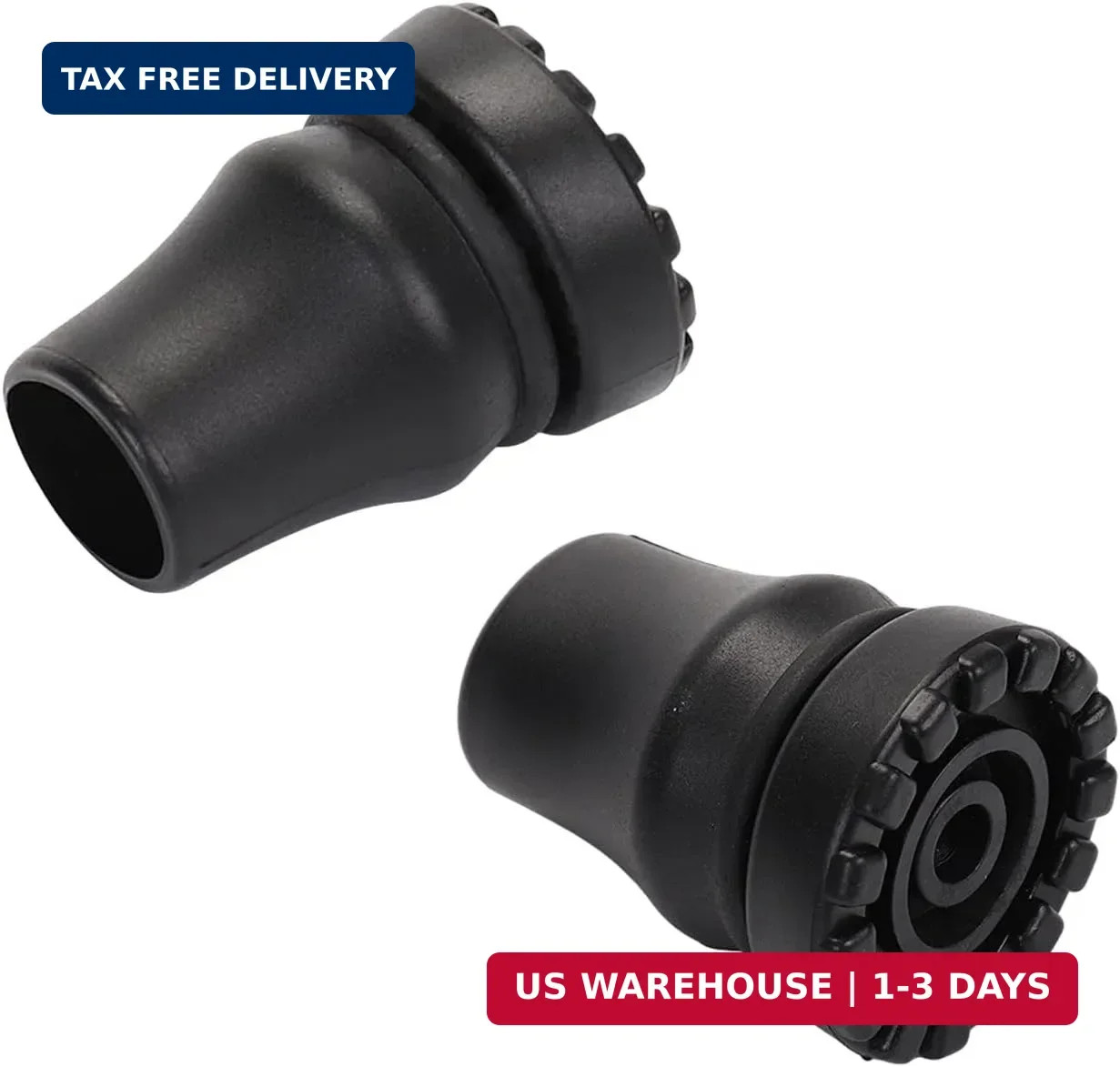 2 Pack Rubber Cane Tips 3/4 Inch Heavy Duty Walking Cane Tips, Black Sturdy Repl