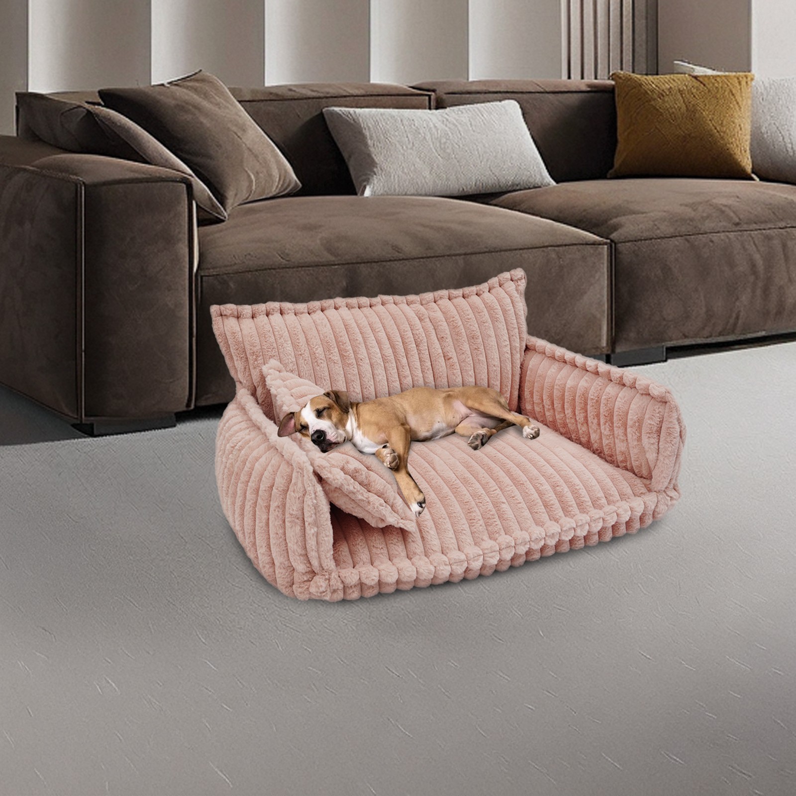 Pet Couch with Removable Washable Cover, Pet Couch Bed for Dog and Cat, Calming