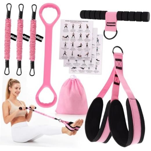 Multifunction Pedal Resistance Band with Handle-Figure 8 Resistance Band Pink
