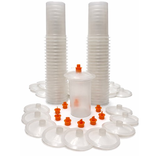 DeVilbiss DeKups EVO 24 oz Disposable Cup, 125 Micron Lid Refill Kit, 50-Pack