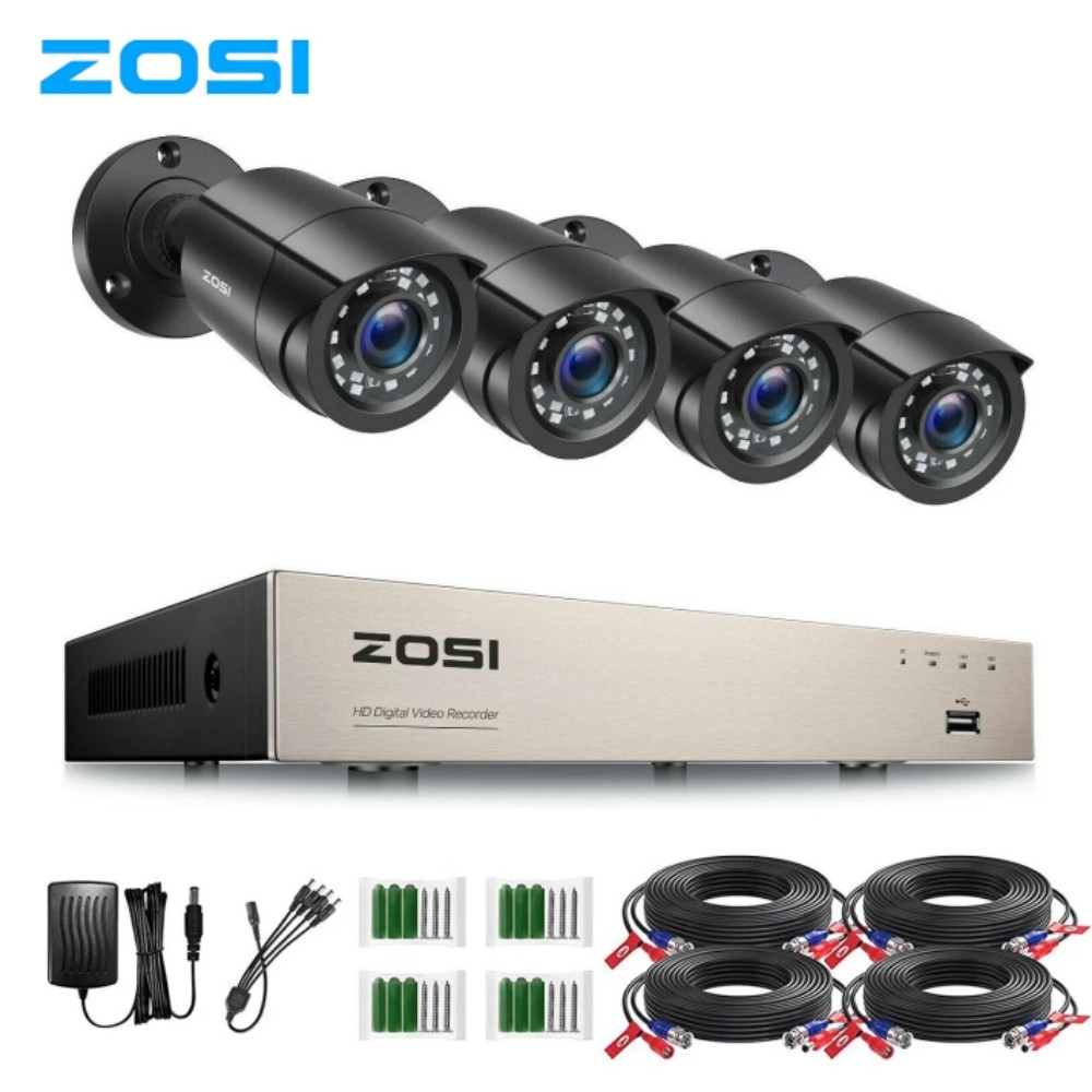 ZOSI 8CH AI H.265+ 5MP Lite DVR 1080P Outdoor CCTV Home Security Camera System