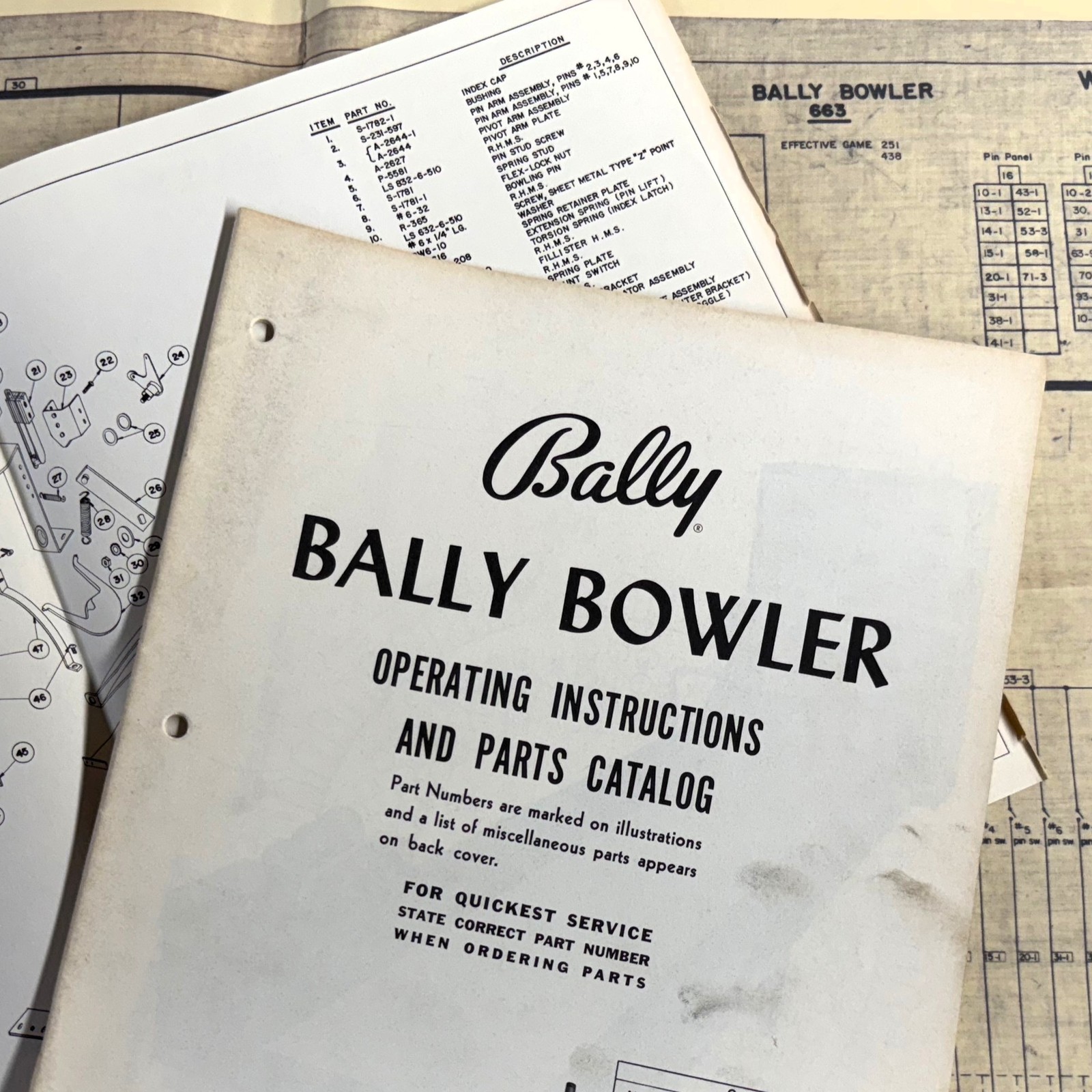 Bally Bowler Shuffle Game Machine Manual Schematics Parts ORIGINAL
