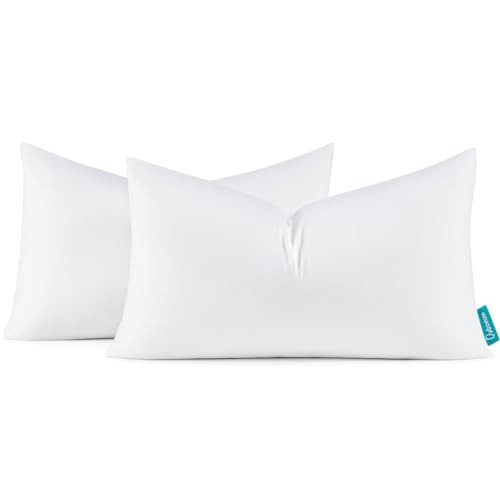 1x0 Feather Down Throw Pillow Inserts, 100% Cotton Cover, Medium 12x20 Inch 2