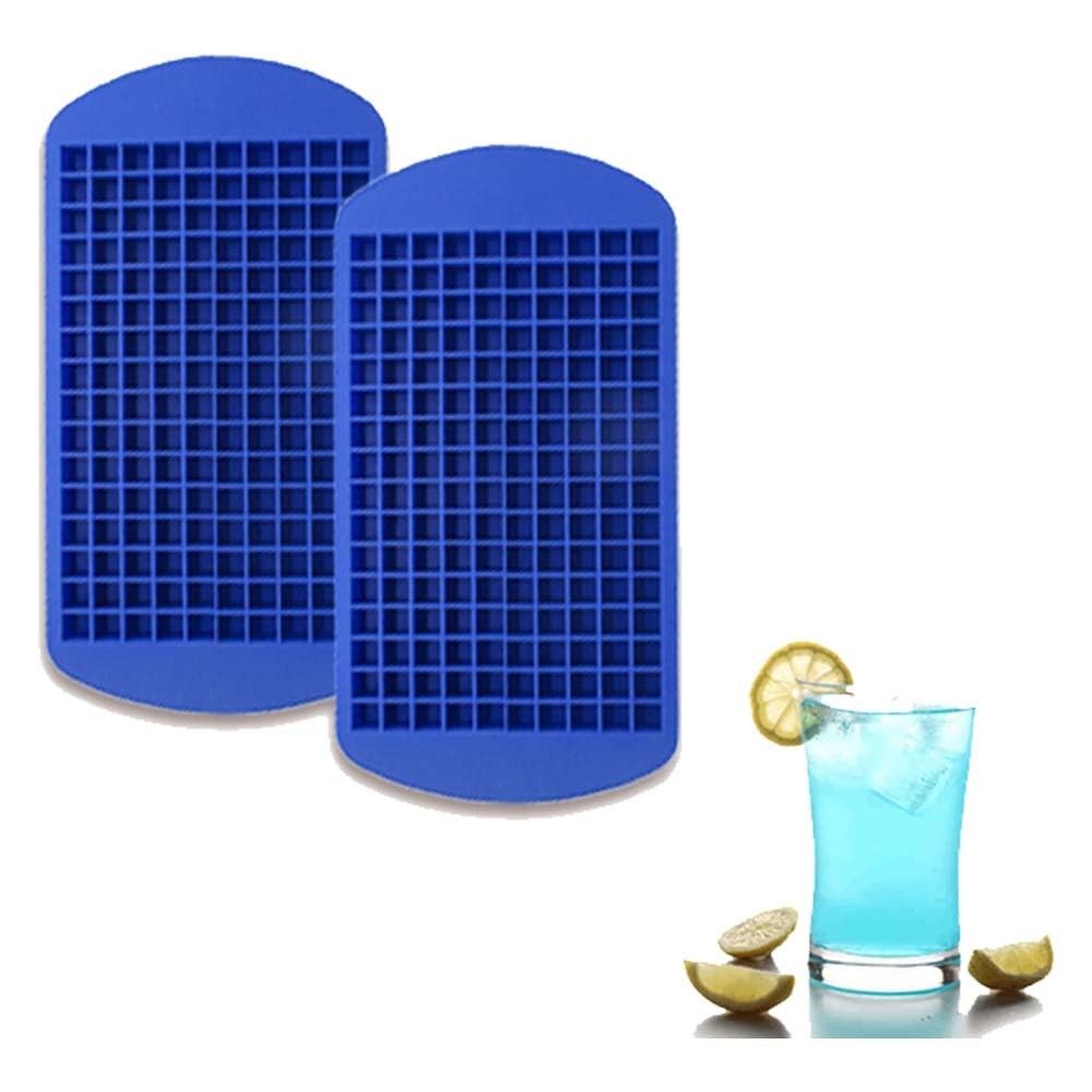 Gadgetime USA Tiny Cavity Silicone Ice Cube Tray (2 pack) - Small small, Blue