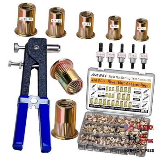 SAE Pressure Rivet Nut Tool Kit 420pcs, SAE Thread Rivet Nuts Kit | 420pcs