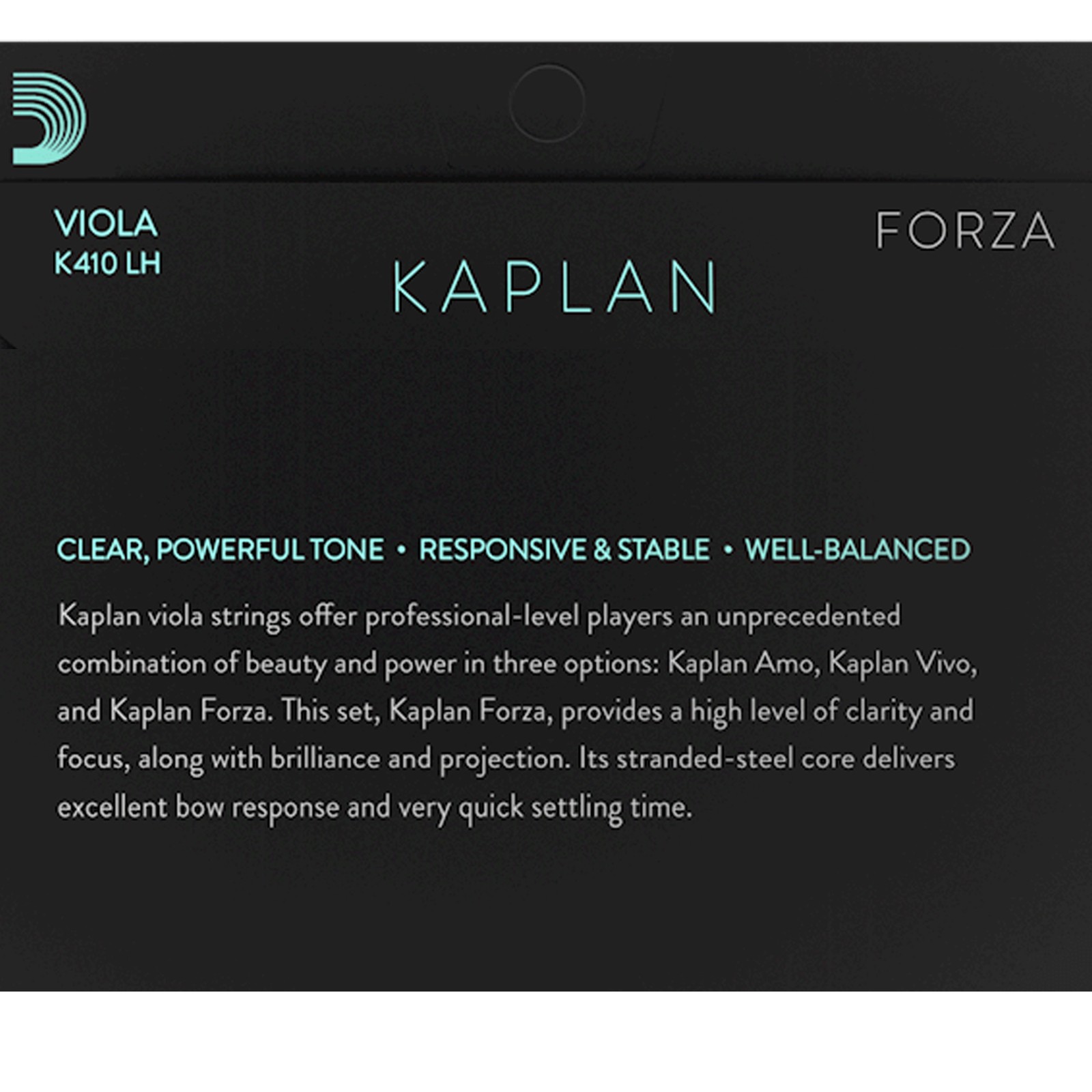 D'Addario Kaplan Forza Viola String Set, Long Scale, Medium, Bulk 10-Pack