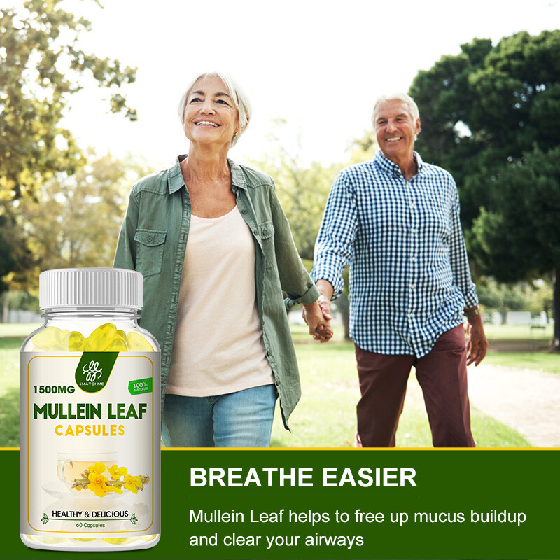 Mullein Leaf Capsules For Lung Cleansing & Detox Herbal Dietary Supplement