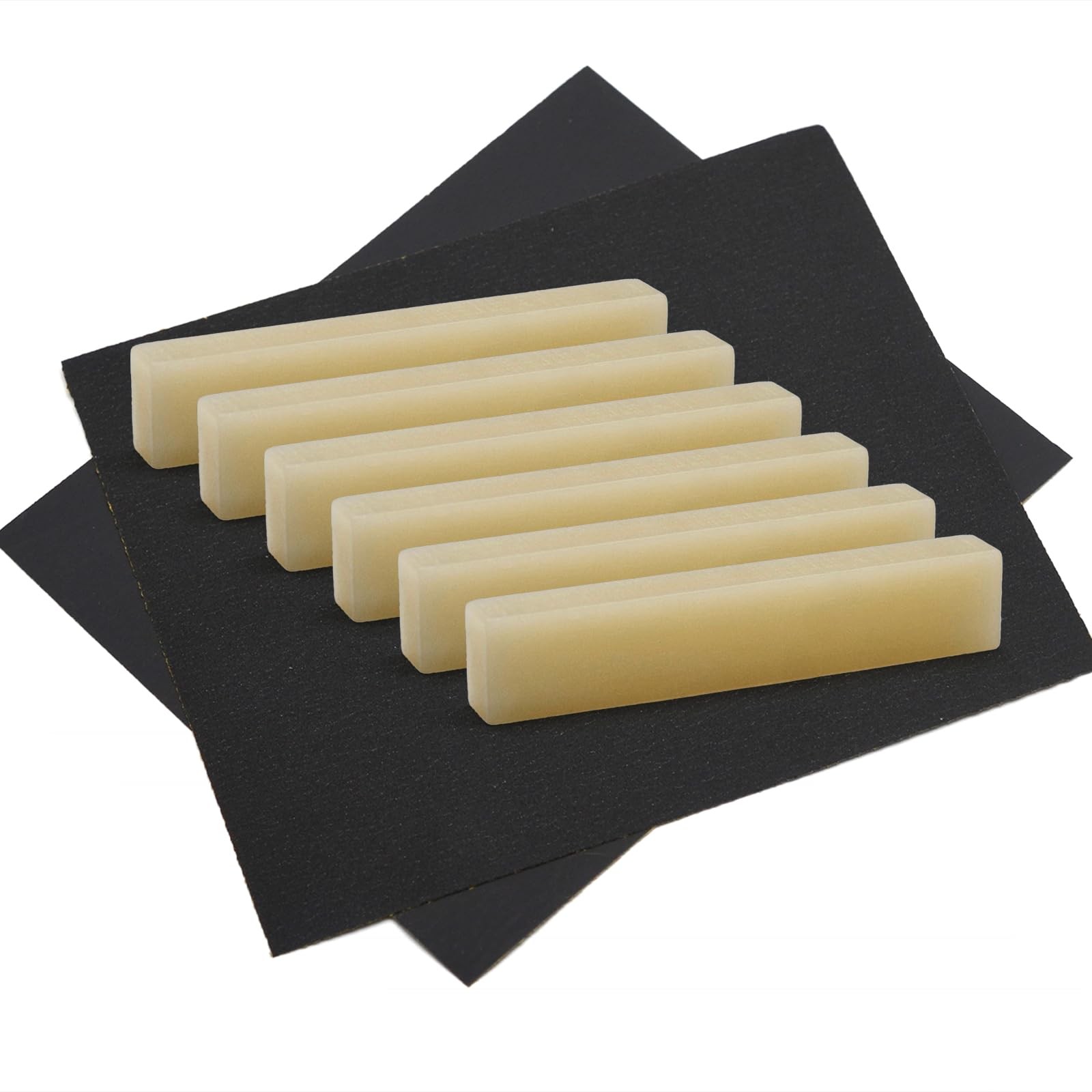 SAPHUE 6Pcs Unbleached Bone Guitar Nuts Blank For 6*Nuts, Natural