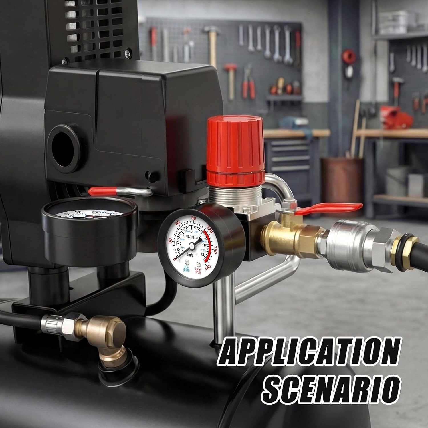 Complete Air Compressor Regulator Setup - 95-125 PSI with Essential Accessories