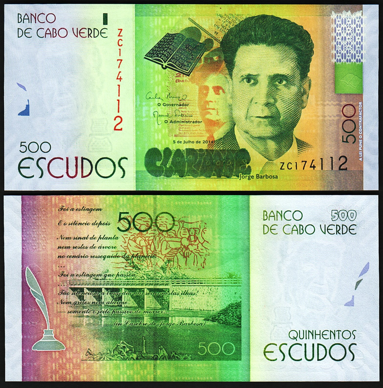 Cabo, Cape Verde 500 Escudos 2014, REPLACEMENT, Prefix ZC, UNC, P-72r