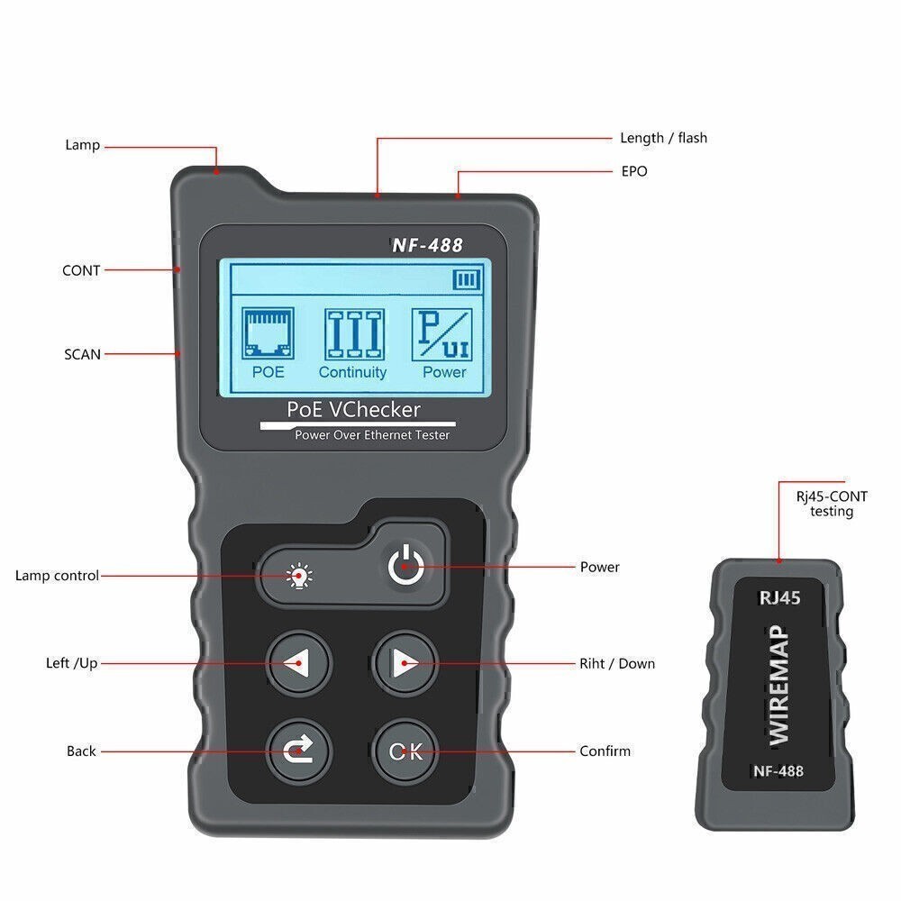 NOYAFA NF-488 POE Tester for Power Over Ethernet Switch Loop-Back POE Detector