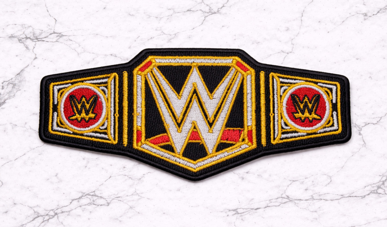 WWE CHAMPIONSHIP BELT EMBROIDERED IRON OR SEW ON PATCH 4"X2" FREE SHIPPING