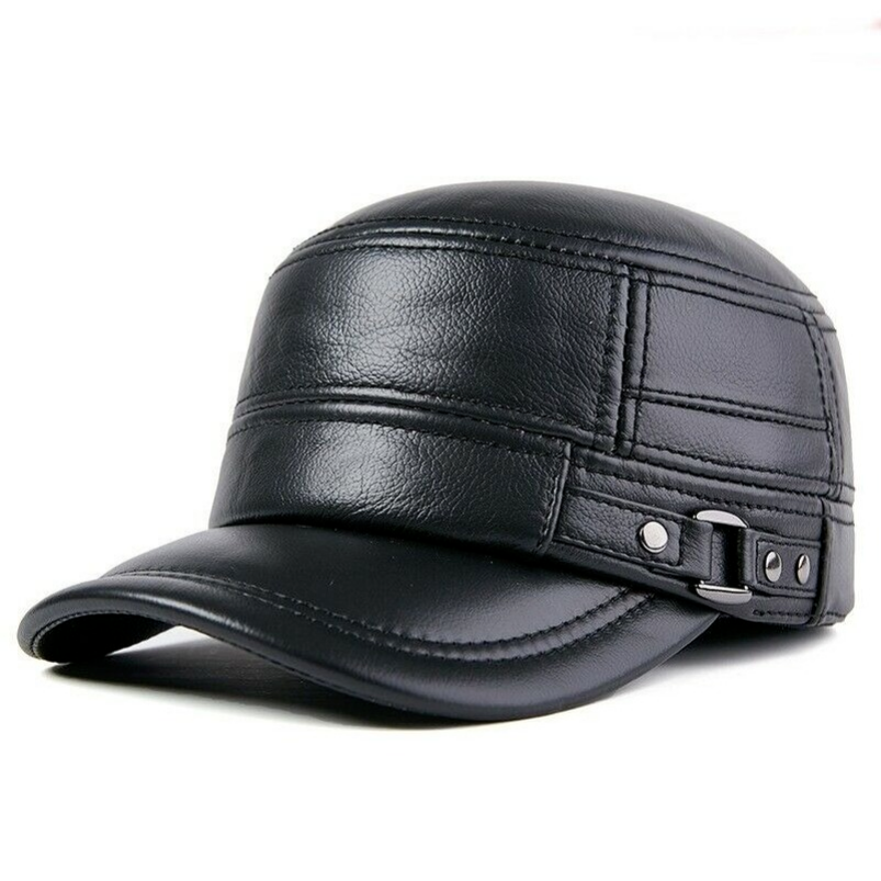 HOT New！ Genuine Leather Hat Full Grain Winter Warm Cowhide Baseball Cap Hat