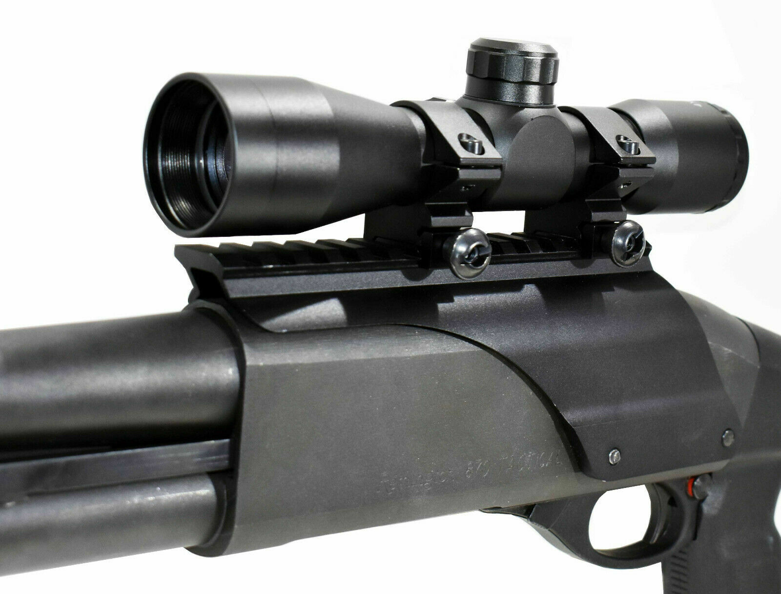 TRINITY 4x32 Scope w/ Saddle Mount Compatible with Remington 870 12 Gauge | Mil-