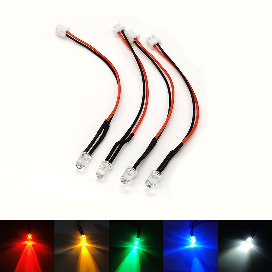 5pcs Clear Ultra Bright Prewired LED 5mm With XH2.54 Connector 3V 6V 9V 12V~220V