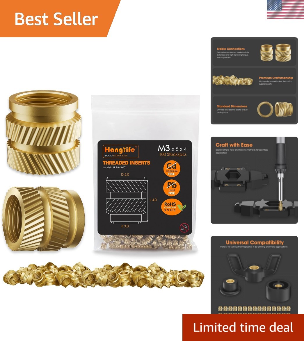 Heat-Set Threaded Inserts, M3 Heat Set Insert for 3D Printing Components and ...