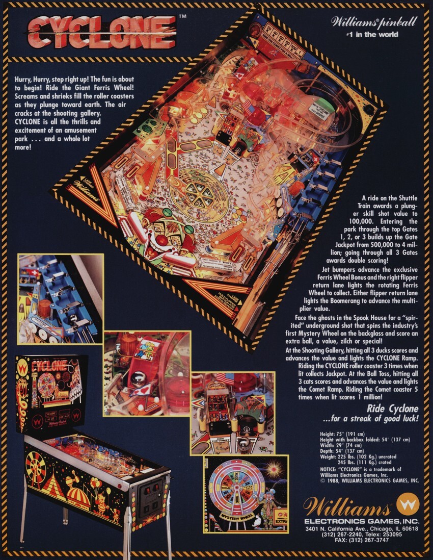 1988 Williams Cyclone Pinball Machine Maintenance Tune Up Kit