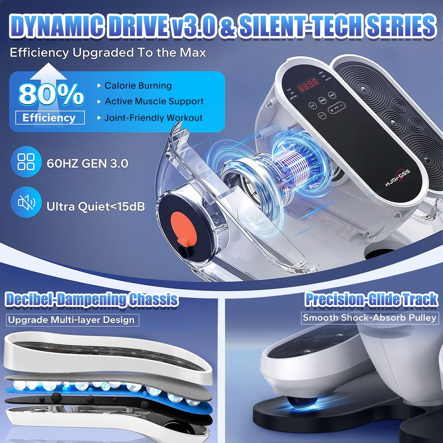 Under Desk Elliptical Machine White 10 Speeds Remote Control Auto & Manual Mode