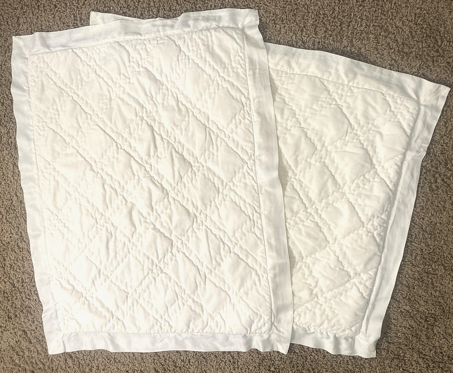 Pottery Barn Pick-Stitch Cotton Quilted Sham Standard Fit Set Of 2 Ivory Flange