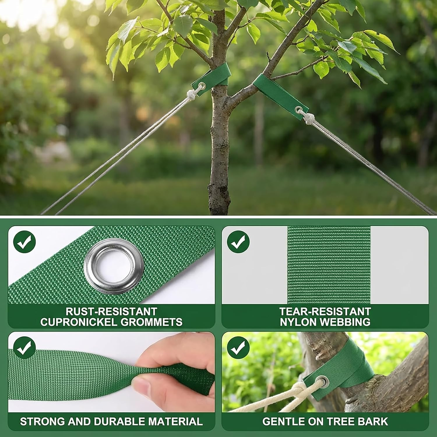 10PCS Tree Straps for Staking - Tree Support Straps with Rope | Tree Ties for Su