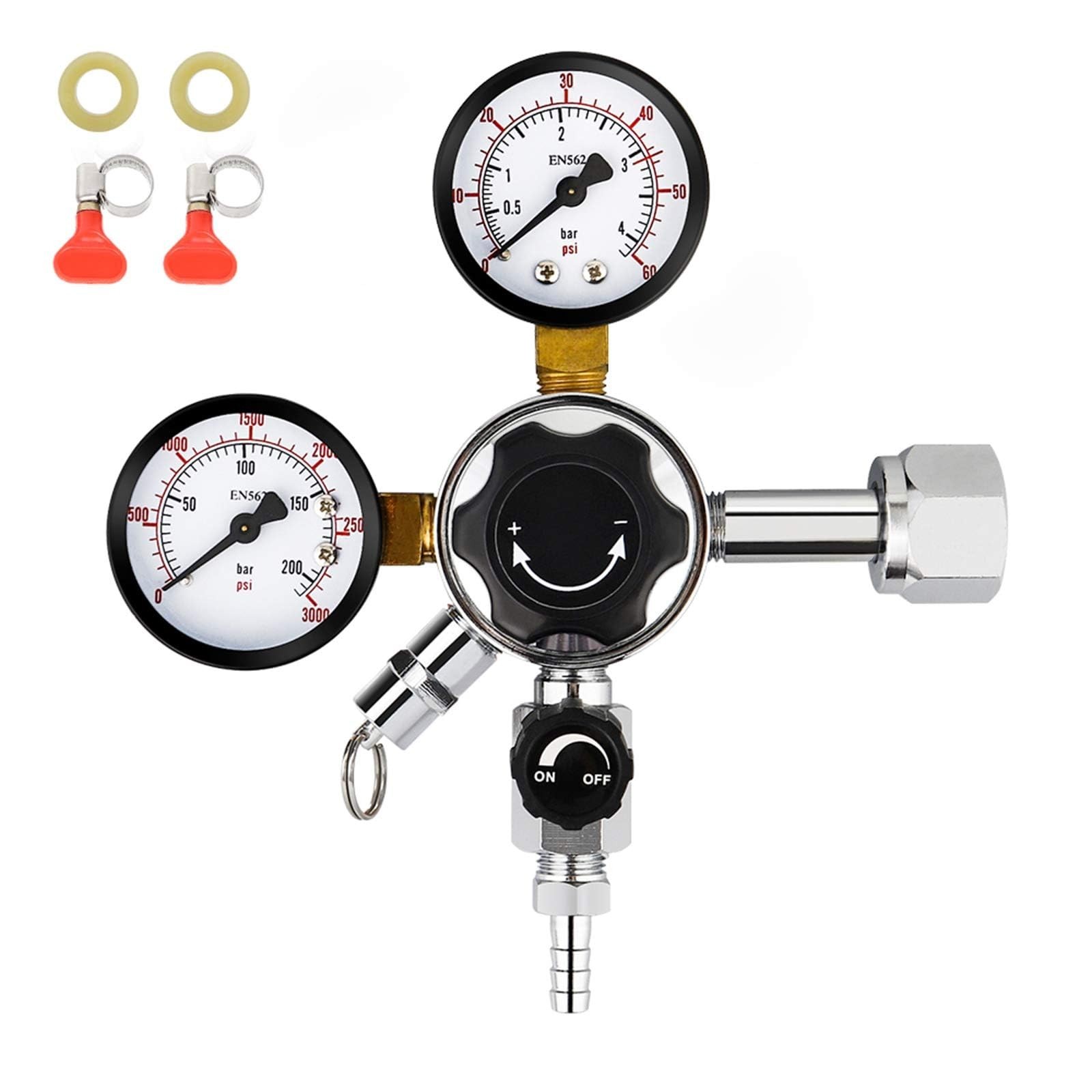 FERRODAY Dual Gauge Co2 Regulator Beer Kegerator Co2 Regulator Beer Keg Dual-...