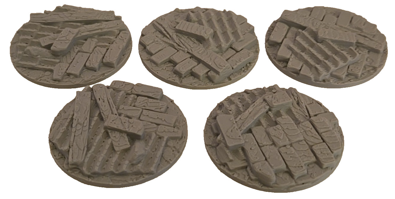 40mm Runined Factory Premium Scenic Base Toppers-High‑Detail-Wargaming Bases