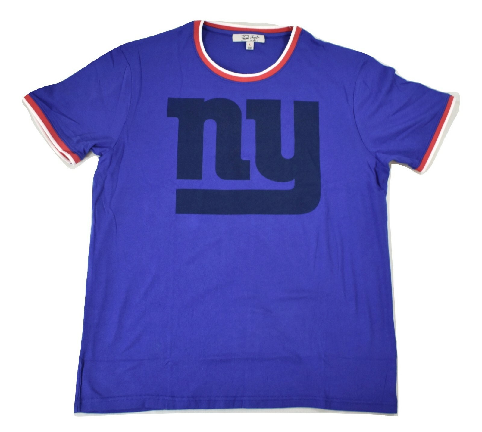 Mens Junk Food NFL New York Giants Throwback Ringer Tee Shirt New XS-2XL