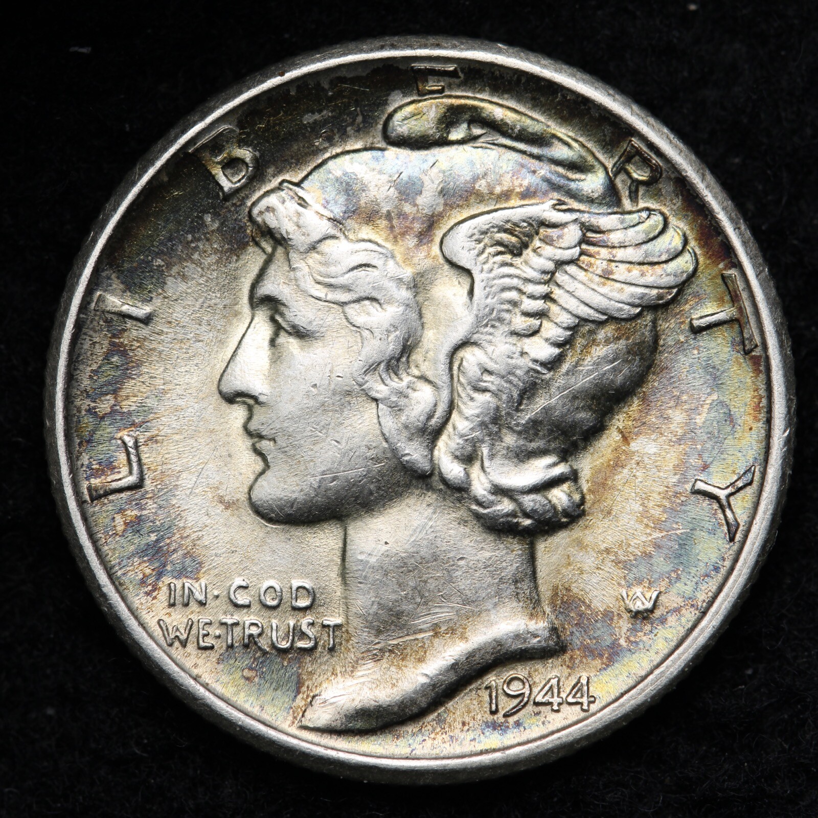 1944-S Mercury Silver Dime CHOICE AU/UNC TONED E401 T