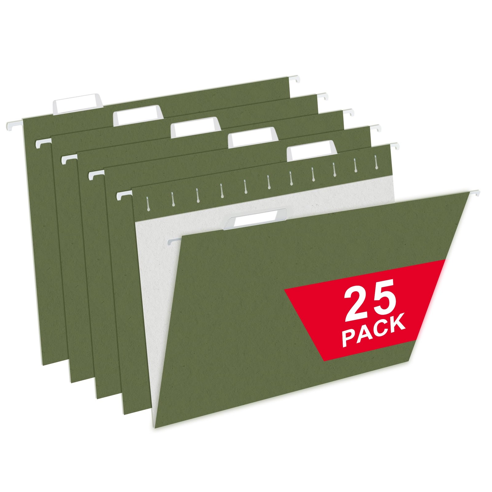25 Packs Hanging File Folders,Standard Green File Folders for Filing Cabinet,...