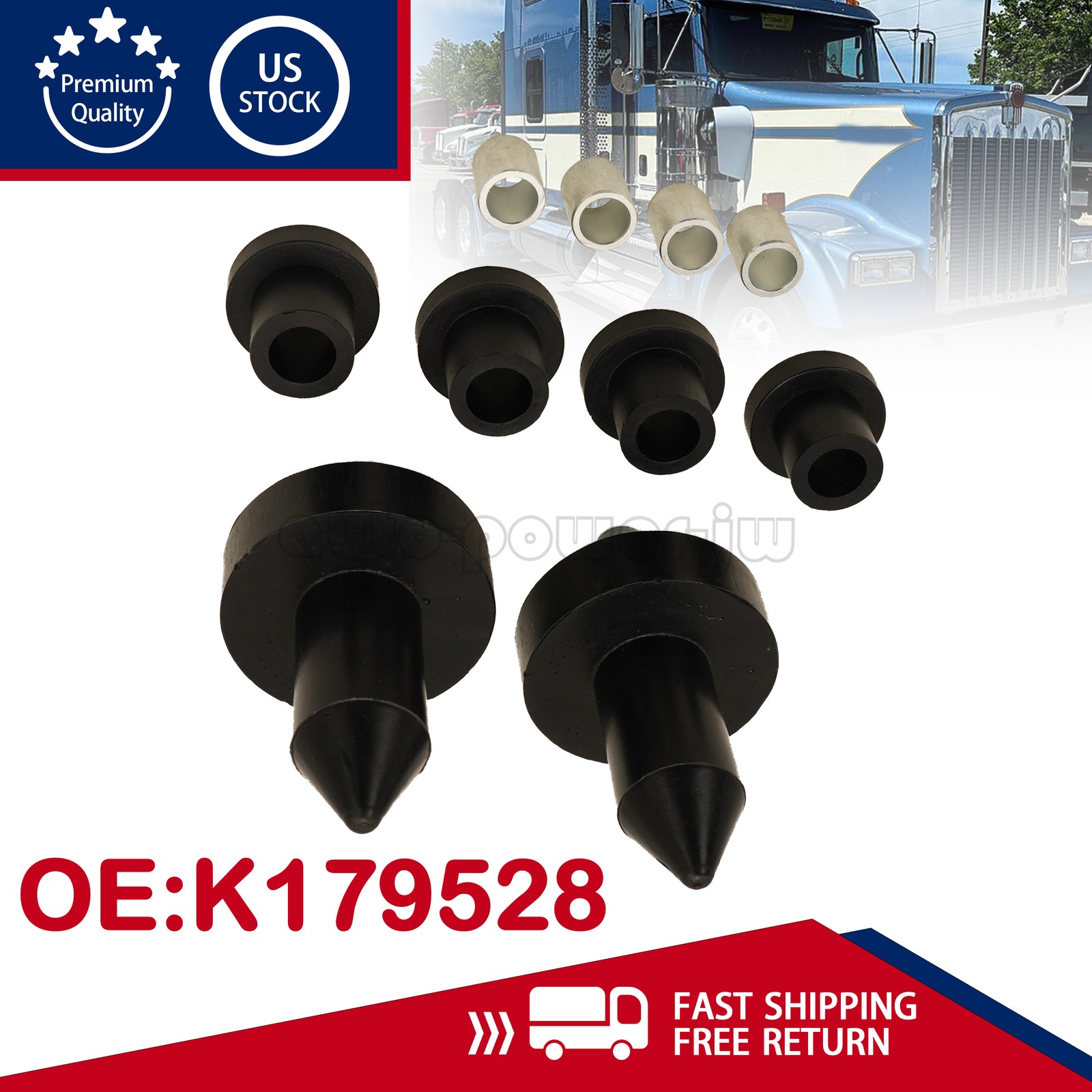 For Kenworth W900A W900B W900L T300 T600 T600B Hood Guide Pin Bushings