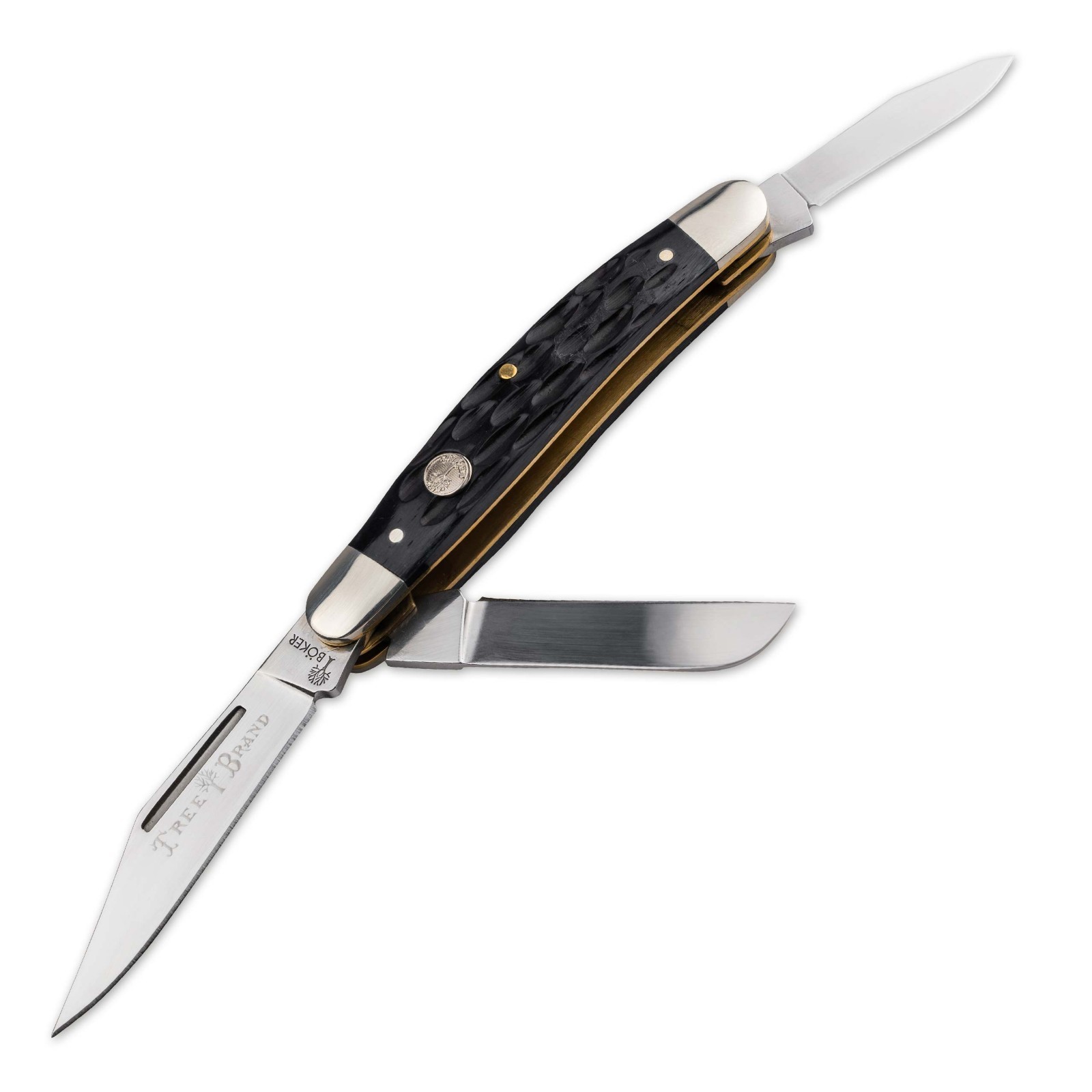 BOKER Treebrand Medium Stockman Jigged Black Bone Classic Folding Knife 110853
