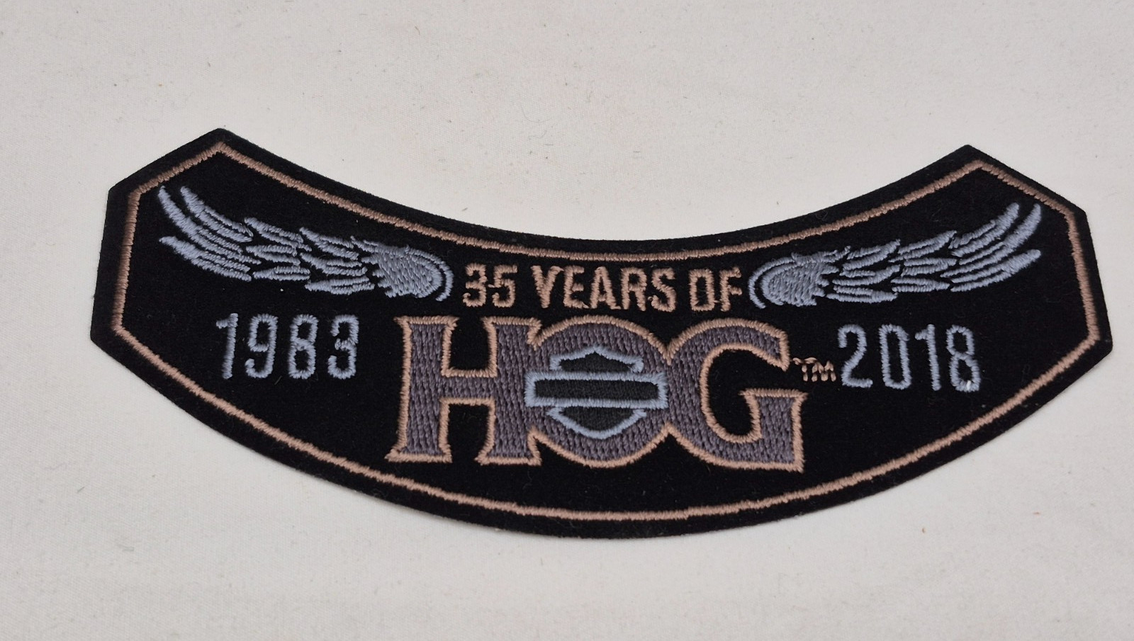 Harley Davidson HOG 1983-2018 35 Years Embroidered Rocker Patch Iron-On Unused
