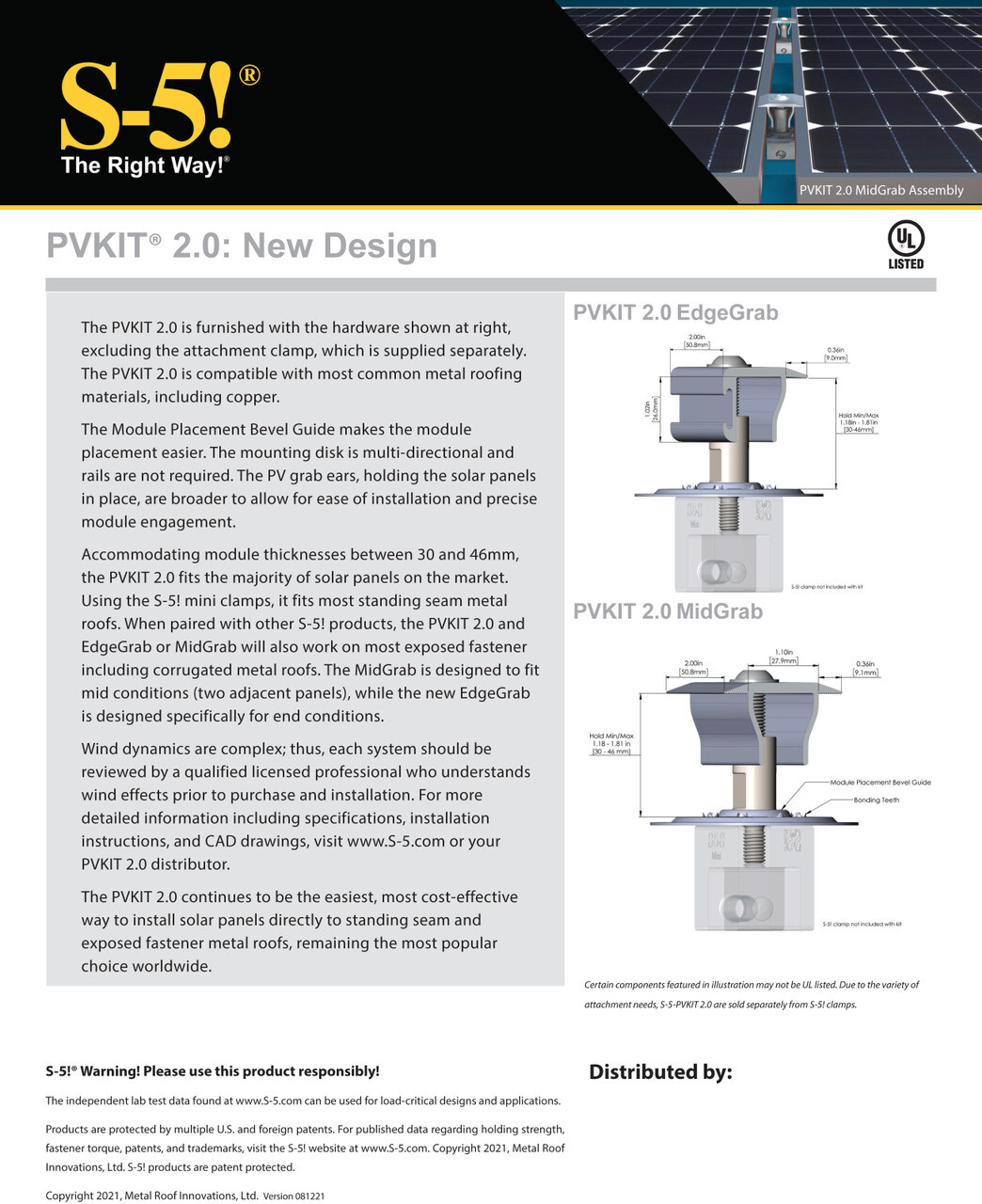 S-5! PVKIT 2.0 EdgeGrab or MidGrab Rooftop Solar Panel System in Anodized Black