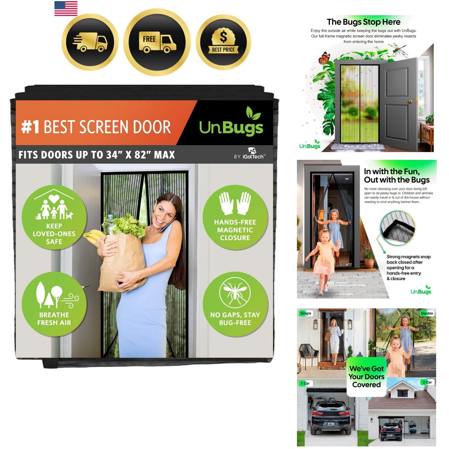 UnBugs Magnetic Screen Door - Fits Doors up to 34 x 82 Inches Max Item Size 3...