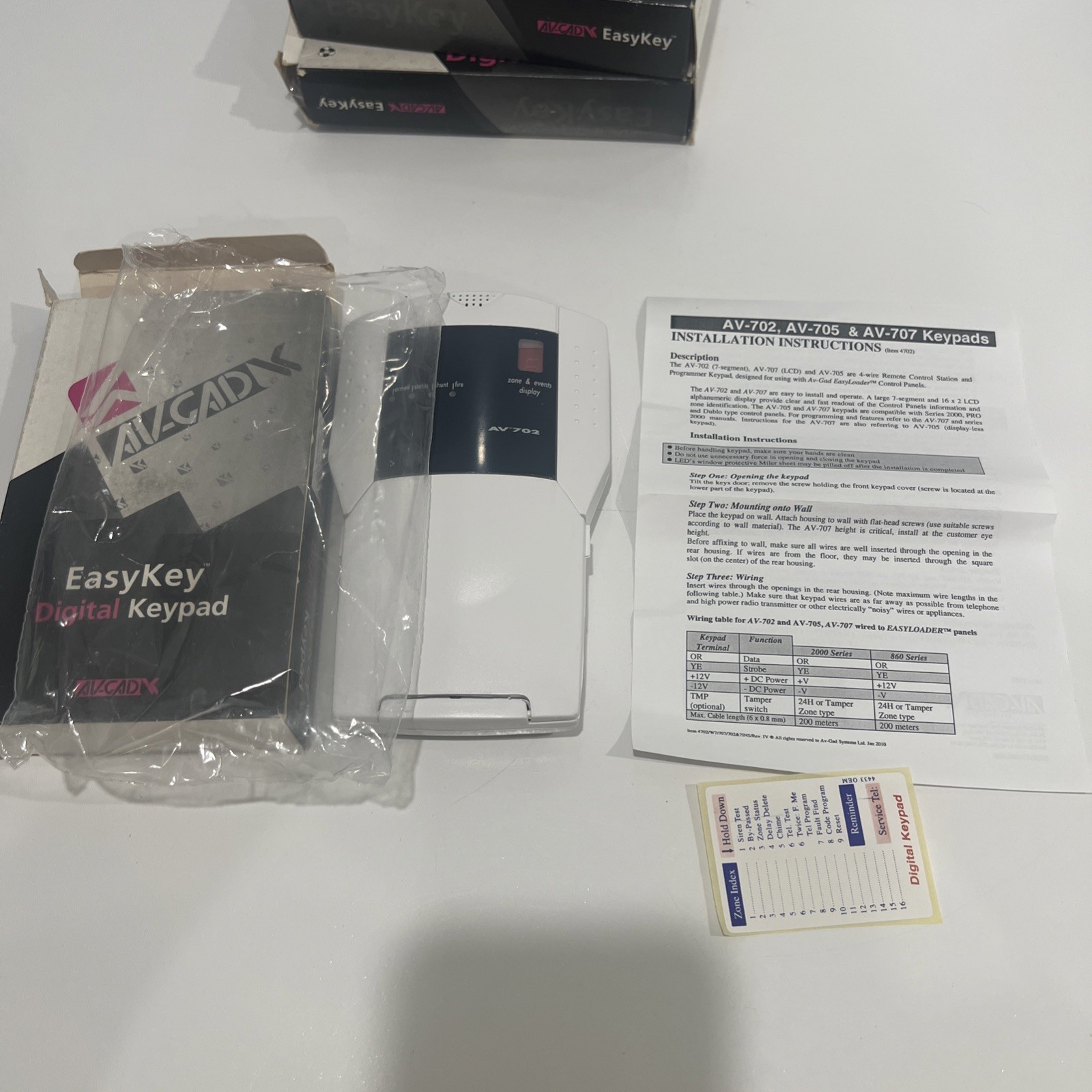 AV-GAD AV-702T LCD Alarm Keypad EasyLoader Security System w Box & Manuals