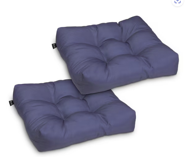 CLASSIC ACCESSORIES 19" x 19" x 5" Square Seat Cushions, Navy, 2PK