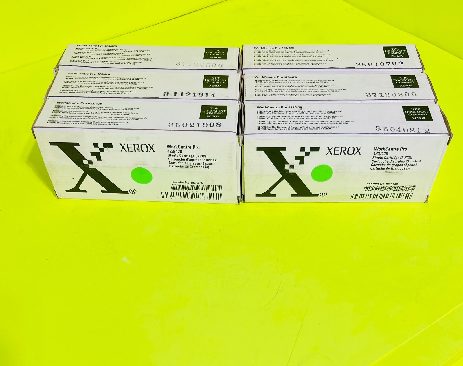 Lot of 6 Boxes Genuine Xerox Staple Cartridges 9,000 Per Box 108R00535 OEM
